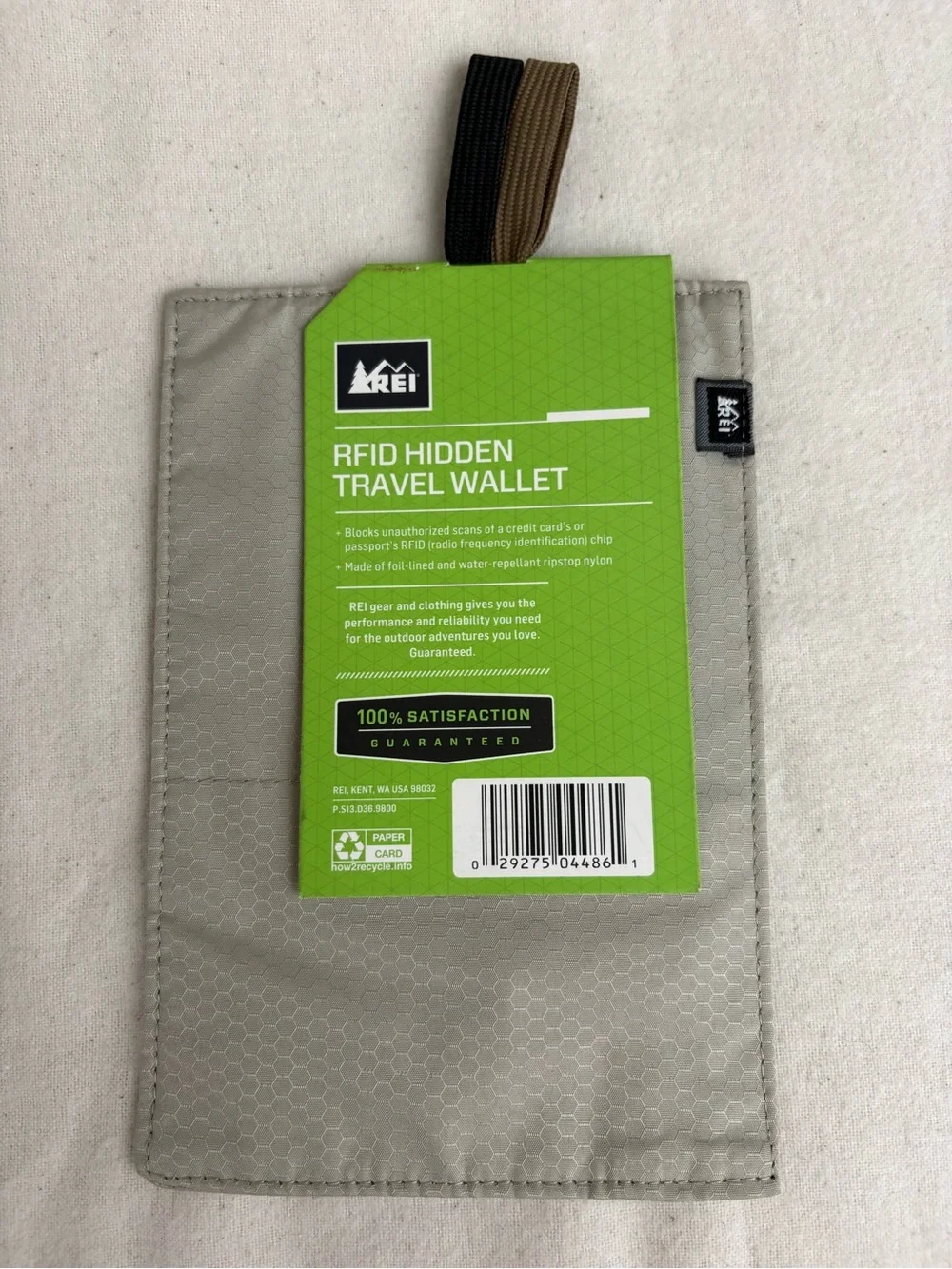REI RFID Hidden Travel Wallet - Light Gray with Red Accent